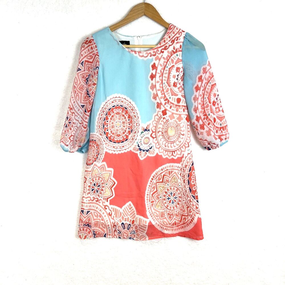 By & By Girl "Girls" Dress Size 14 Colorful Sheer Overlay Lined Above Knee Soft